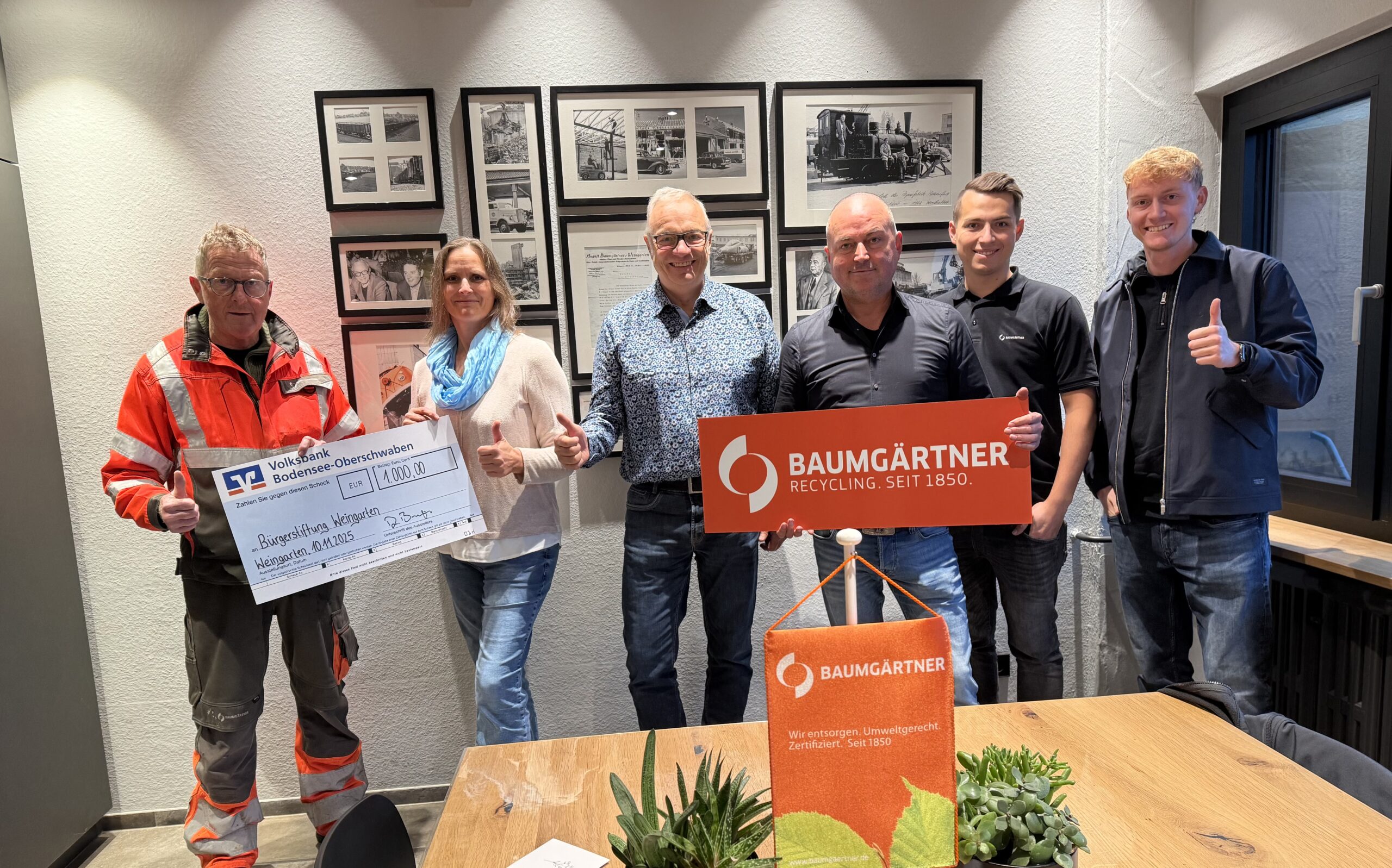 1.000 Euro Spende an Bürgerstiftung Weingarten